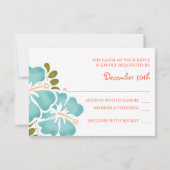 POOL- EN CORAL HIBISCUS RSVP WEDDING RESPONS KAART (Achterkant)