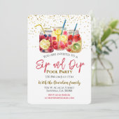 Pool- en fruitcocktail voor Sip en dip Kaart (Staand voorkant)