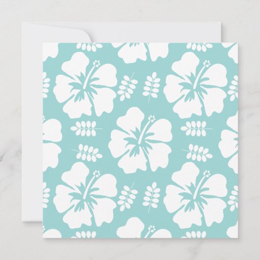 Pool en koraal Hibiscus Wedding Invitations Kaart (Achterkant)