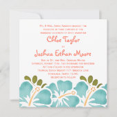 Pool en koraal Hibiscus Wedding Invitations Kaart (Voorkant)