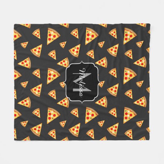 Pool en pret pizzasnijpatroon Monogram Fleece Deken (Voorkant (Horizontaal))