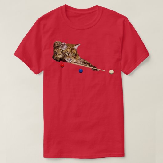 POOL EN SNOOKER CAT 8 BALL 9 BALL CAT PLAYING T-SHIRT (Design voorkant)