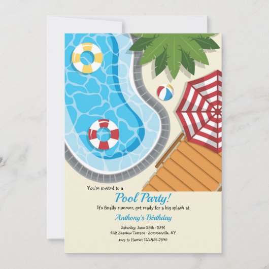 Pool Feest Kaart (Voorkant)
