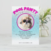 Pool feest puppy hond aangepaste foto verjaardagsf kaart (Staand voorkant)
