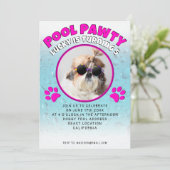 Pool feest puppy hond aangepaste foto verjaardagsf kaart (Staand voorkant)