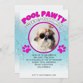 Pool feest puppy hond aangepaste foto verjaardagsf kaart (Voorkant / Achterkant)