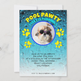 Pool feest puppy hond aangepaste foto verjaardagsf kaart