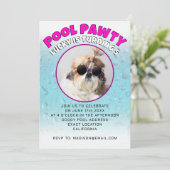 Pool feest puppy hond aangepaste foto verjaardagsf kaart (Staand voorkant)