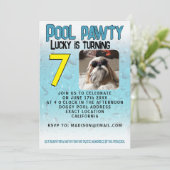 Pool feest puppy hond aangepaste foto verjaardagsf kaart (Staand voorkant)