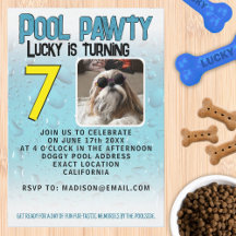 Pool feestje puppy hond aangepaste foto verjaardag