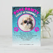 Pool feestje puppy hond aangepaste foto verjaardag kaart (Staand voorkant)