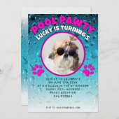 Pool feestje puppy hond aangepaste foto verjaardag kaart (Voorkant / Achterkant)