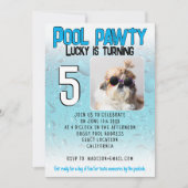 Pool feestje puppy hond maatwerk foto verjaardagsf kaart (Voorkant)