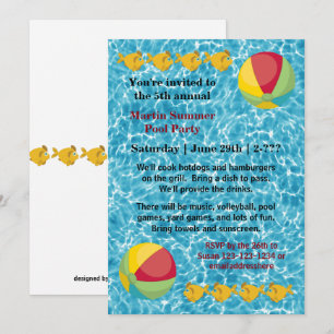 Pool Fish Ball - Pool Party Invitation Kaart