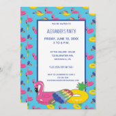 Pool Float Patterned Pool Party Custom Kaart (Voorkant / Achterkant)