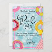 Pool Floatie Verjaardagsfeestje Dank u kaart (Voorkant)