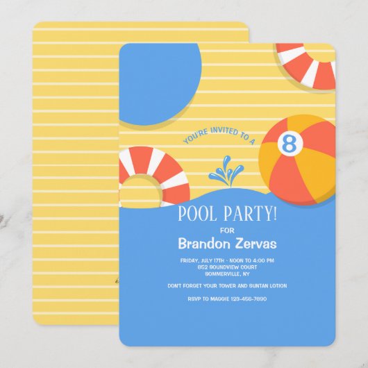 Pool Floats uitnodiging (Voorkant / Achterkant)