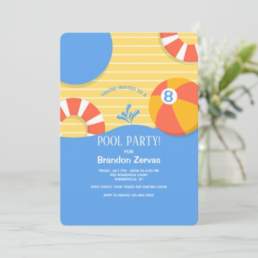 Pool Floats uitnodiging (Staand voorkant)