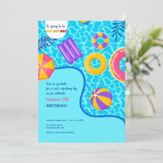Pool Floats uitnodiging (Staand voorkant)