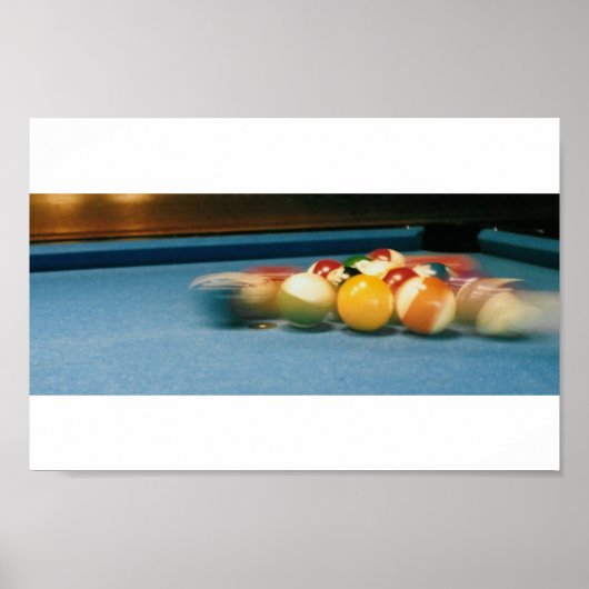 Pool-/galvaniseringstabel, ballen, ques — Poster (Voorkant)