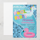 Pool girl-uitnodiging, pool-uitnodiging. kaart (Voorkant / Achterkant)