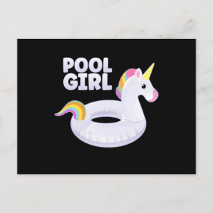 Pool Girl Unicorn Float Party Summer Vacking Briefkaart