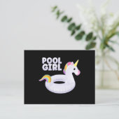 Pool Girl Unicorn Float Party Summer Vacking Briefkaart (Staand voorkant)