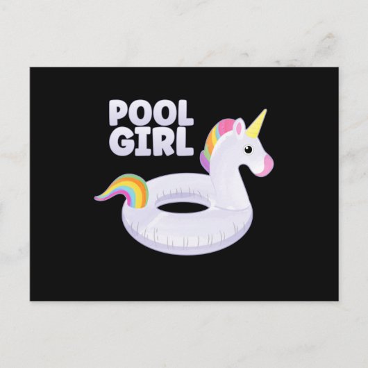 Pool Girl Unicorn Float Party Summer Vacking Briefkaart (Voorkant)