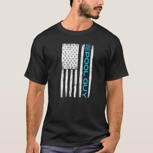 Pool Guy Retro Patriotic US Flag Premium T-shirt (Voorkant)