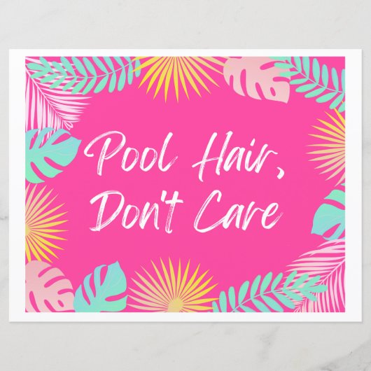 Pool Hair, geen teken | Pool Party Signs (Voorkant)