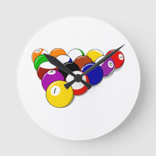 Pool Hall Balls Rack Em Sports Leisure Billiards Ronde Klok