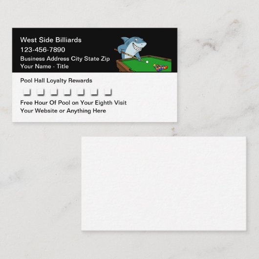 Pool Hall Billiards Customer Loyalty Rewards (Voorkant / Achterkant)