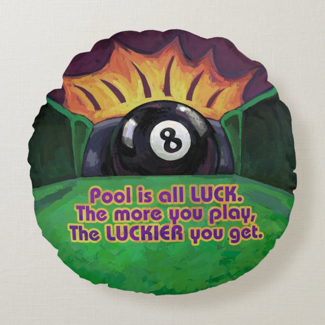 Pool is Luck Rond Kussen (Voorkant)