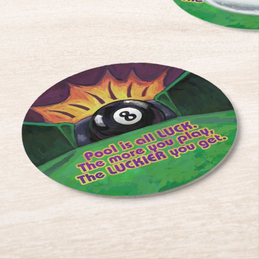 Pool is Luck Ronde Kartonnen Onderzetter (Gebogen)