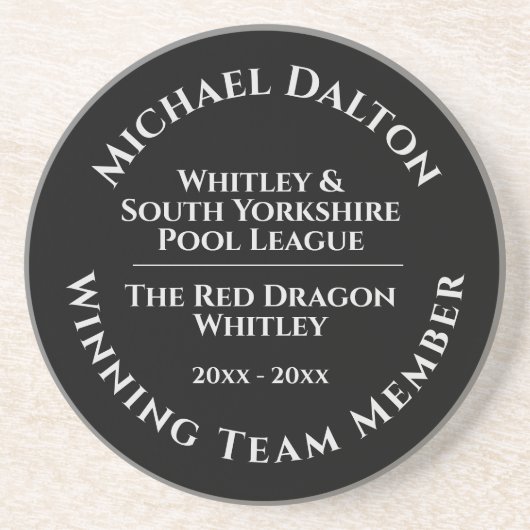 Pool League Trophy Sandstone Onderzetter (Voorkant)