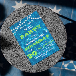 Pool Lights Groene Zomer Party Uitnodiging