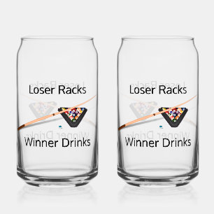 Pool Loser Racks Winner Drinken Blikvorm Glas