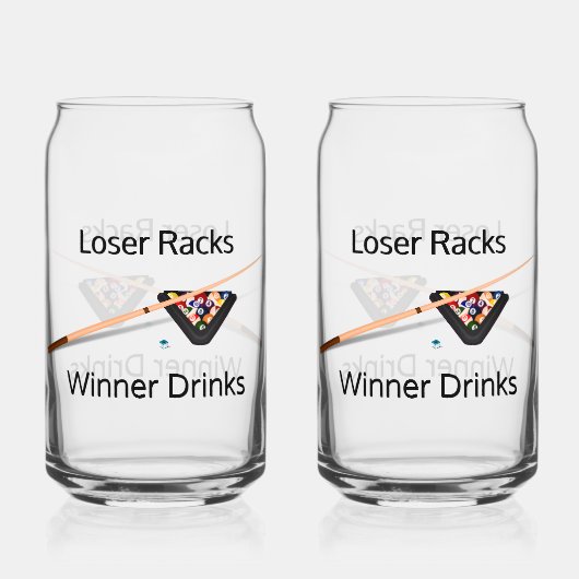 Pool Loser Racks Winner Drinken Blikvorm Glas (Achterkant)