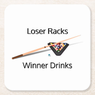 Pool Loser Racks Winner Drinken Kartonnen Onderzetters