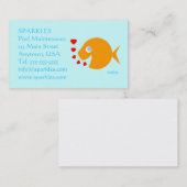 Pool Maintenance Cute Cartoon Goldfish Turquoise Visitekaartje (Voorkant / Achterkant)