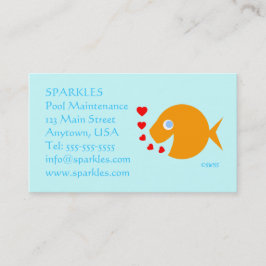 Pool Maintenance Cute Cartoon Goldfish Turquoise Visitekaartje