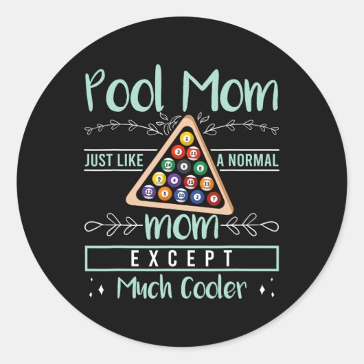 Pool Mam Pool Billiards Moederdag Pool Player W Ronde Sticker (Voorkant)