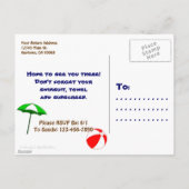 Pool of Beach Party Custom Invitation Briefkaart (Achterkant)