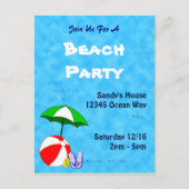 Pool of Beach Party Custom Invitation Briefkaart (Voorkant)