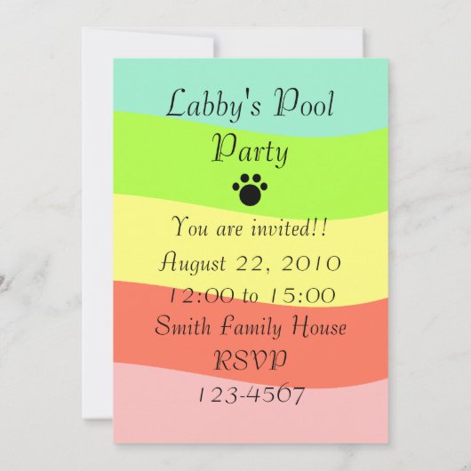 Pool Open Fun Yellow Labrador Cartoon Kaart (Achterkant)