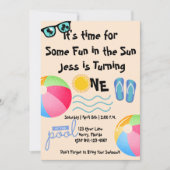 Pool Party 1e Verjaardag Kaart (Voorkant)