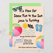 Pool Party 1e Verjaardag Kaart (Voorkant / Achterkant)