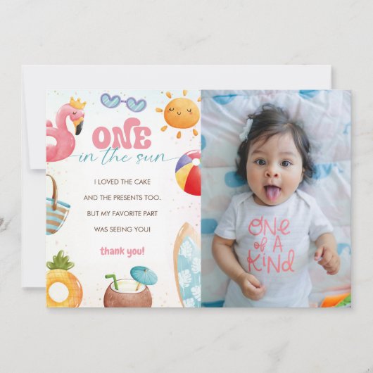 Pool Party 1e Verjaardagsfeestfoto Dank u kaart (Voorkant)