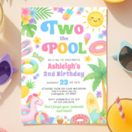 Pool Party 2e verjaardag uitnodiging - Twee het zw