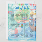 Pool Party 4th of July Bingo  game card Feestdagenkaart (Voorkant)